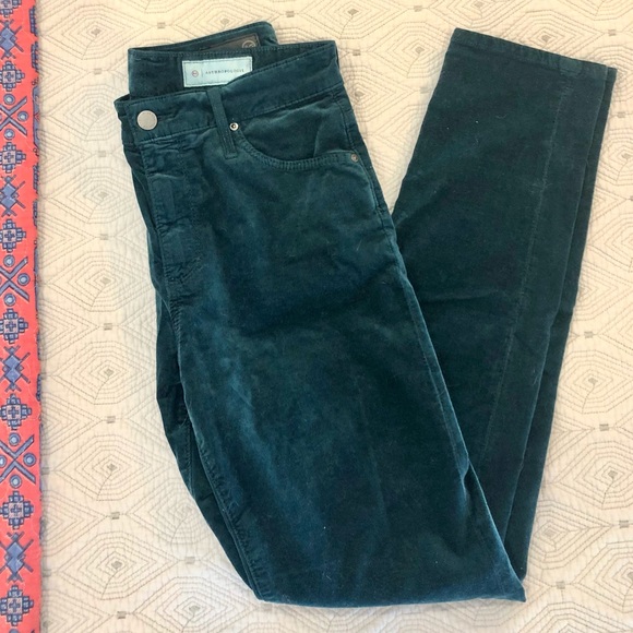 NWOT ANTHROPOLOGIE Teal AG Velvet Pants - Picture 1 of 4